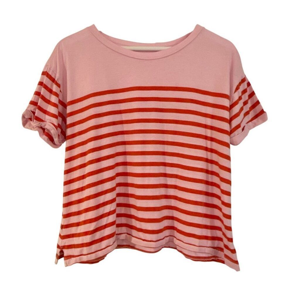 Lou & Grey pink and red striped cotton tshirt M